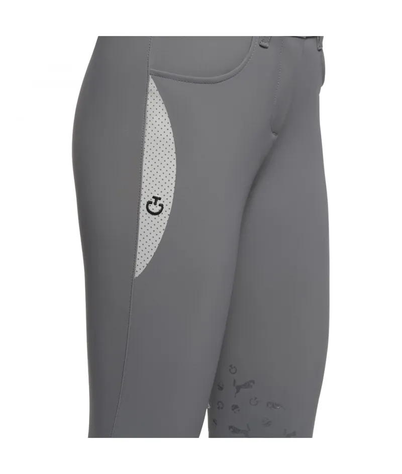 Cavalleria Toscana Girls Jersey perforated print breeches -Grey -1